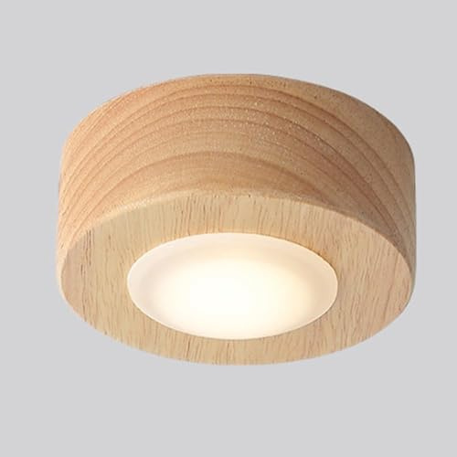BFFGKGL Foco de techo para pasillo redondo moderno, luz empotrada de madera para dormitorio, lámpara LED de montaje empotrado para cocina, foco direccional de 3 modos de color, lámpara de techo para s