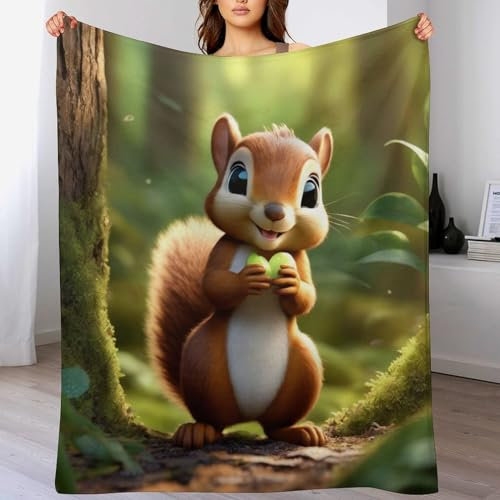 AAPZY Eichhörnchen Blanket Weiche Flannel Fleece Decke Für Kinder Und Erwachsener, Vier Jahreszeiten Wohndecke Für Bett/Couch （150×200cm）