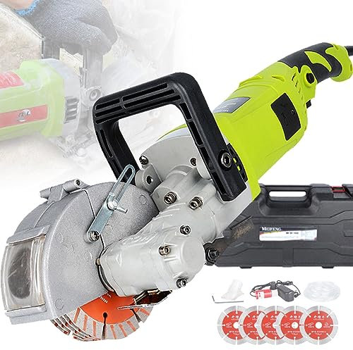 Electric Wall Chaser 4000w 7500rpm Wall Groove Cutting Machine Slotter Adjustable Cutting Depth & Width for Granite Marble Concrete Stone (115mm)