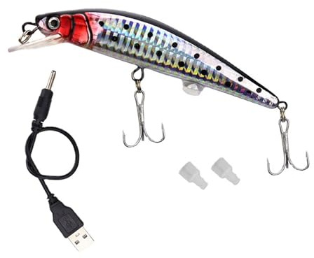 GOLOVENLD Cebos eléctricos de pesca recargables para mar, lago, río, señuelos de pesca con luz LED, señuelos de pesca eléctricos
