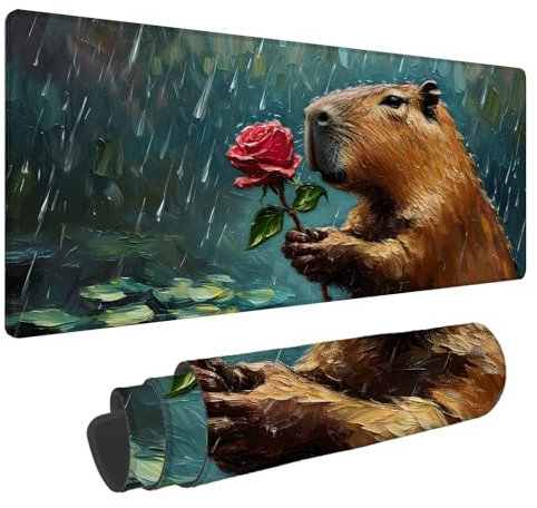 Tapis de Souris Pluie Tapis de Souris XXL Hamster 1500x800x4mm Tapis Souris Gamer, sous Main Bureau Ordinateur Portable, Mouse Pad Bords Cousus Caoutchouc Antidérapante, pour Souris et Clavier A-61