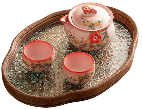 Pink Ru Kiln - Olla de mano para gatos, juego de té Kung Fu de cerámica para el hogar, olla + 2 tazas + plato