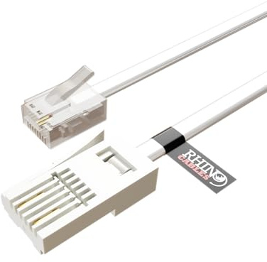 rhinocables RJ11 to BT Phone Landline Cable ADSL/DSL Modem (10m) | Durable & Flexible Internet to Telephone Long Extension Cable with 6P2C Shielding for Home & Office Use