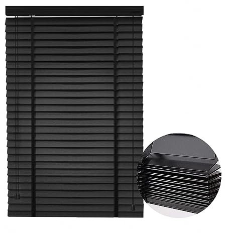 Schwarze Holzjalousie mit 50 mm Lamellen, horizontale Holzrollos für Fenster, Verdunkelungsrollos, 30 x 180 cm, erhältlich in 120/160/180 cm Breite