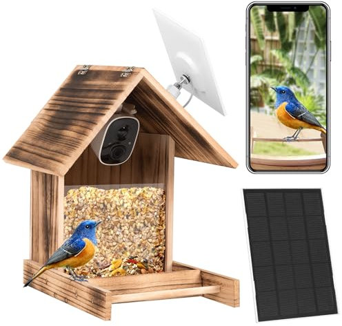 LeFluffy Smart Bird Feeder Camera Wireless Outdoor, Bird Feeder with Camera, Camera Feeder, AI Identify, Auto Capture Bird Motion Detection, Solar Powered, Notifications for Bird Lovers