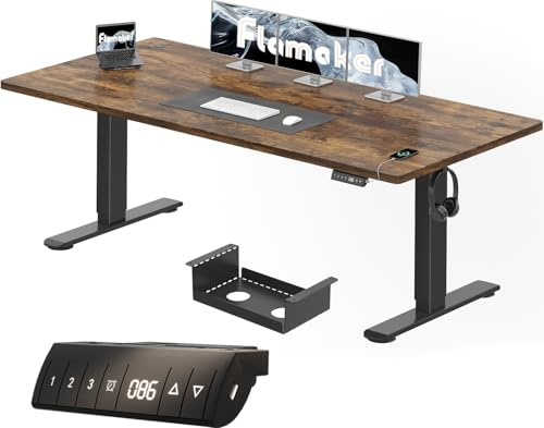 Flamaker Scrivania regolabile in altezza 200 x 80 cm, scrivania regolabile in altezza elettrica con funzione memoria, scrivania per computer con gestione dei cavi, scrivania in piedi, tavolo da