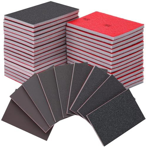 18 Pcs Grit Sanding Sponge Set, 180-3000 Grit Flexible Foam Filled Sanding Pad, Wet Dry Reusable Block Sandpaper Block, Ideal for Wood Metal Wall Polishing