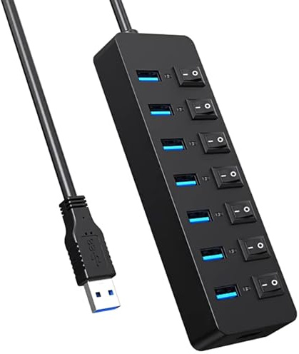 Hubs USB 3.0 Transmission rapide 7 ports Hub Splitter 1 à 7 USB 3.0 Multiport Notebook Desktop Data Hub Splitter