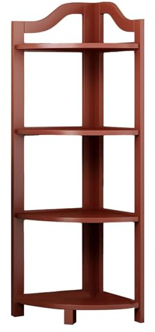ONCTESQ Bookshelf, Red Corner Bookshelf, 4-Tier Etagere Shelf Storage Rack, Freestanding Bookcase for Small Space, Ideal for Study Room, Living Room, Office, Maximize Storage and Style.