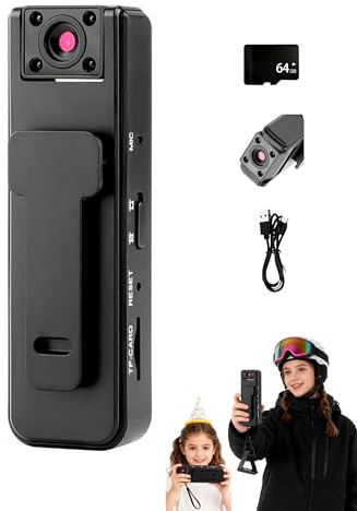 Saker Ultra hd 2-in-1 Sports Video Audio Recorder, 1080P Action Camera with Night Vision, 5H Recording, Clip-On Sports Action Cam (64GB)