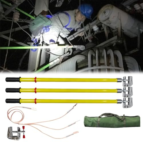 ZJKXJH Hochspannungs-Erdungsstab 3-teiliges Hochspannungs-Erdungsset für Elektroarbeiten, Umspannwerkswartung Und Kraftwerksreparaturen(Copper Wire 1.5m/4.9ft+7m/23ft)