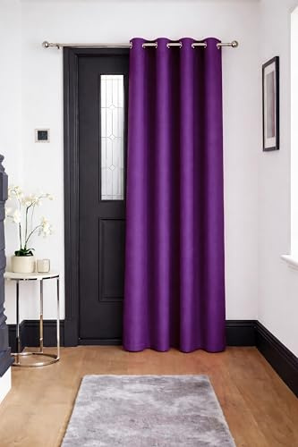 John Aird Blackout Curtains Thermal Energy Saving Eyelet Curtains for Bedroom & Living Room Including Tie Backs (Aubergine, Door Panel W 52 x L 84 (1 Panel)