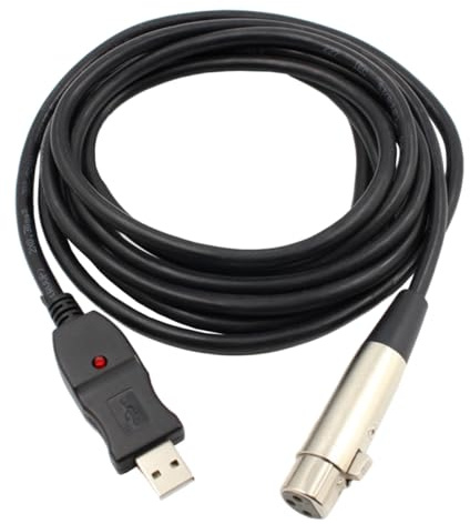 JEWEDECO USB Xlr Mikrofonkabel 3 Meter Lang mit Kondensatorkern und Pvc Material für Gesangsaufnahmen und Musikaufnahmen