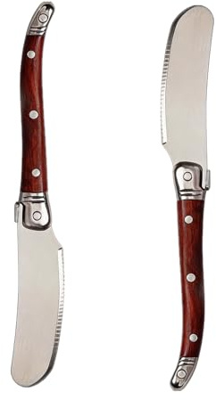 FJYXCHENXM Butter Knife Spreader, Brown, 2 Pcs, Stainless Steel | Professional, Stainless Steel, Ergonomic Handle