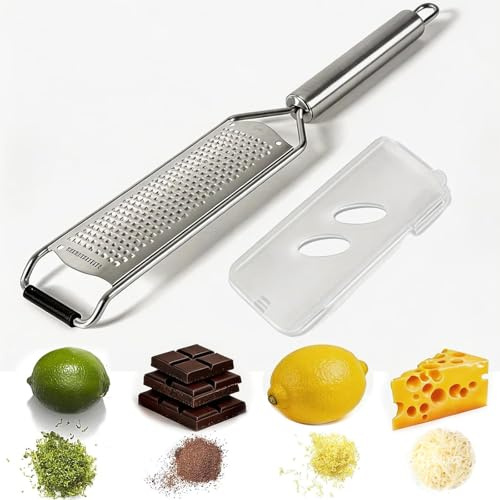 Garlic Grater and Cheese Grater, Girls Lemon Zester Grater Tool | Stainless Steel Kitchen Grater for Daily Meal Preparation Such as Garlic, Chocolate, Nutmeg and Vegetables
