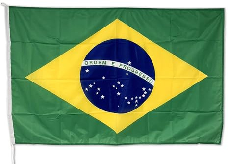 Bandiera Brasile 150x100 cm - Tessuto Nautico Resistente e Colori Brillanti. Bandiera brasiliana ideale per esterno e interno