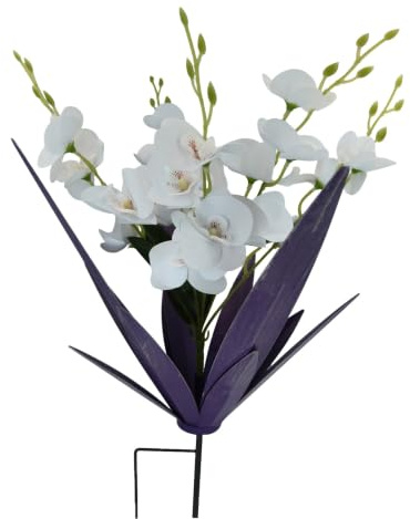 Xgdsnly Pianta Agave in Metallo con Stecca di, Agave Viola + Fiore Di Farfalla Bianco, Agave Viola + Fiore Di Farfalla Bianco