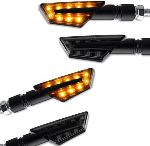 Germany Motorsports 4 x 12V LED Motorrad Blinker Paco vorn hinten schwarz getönt universal Motorradblinker Roller Moped 2 Paar 4 Stück