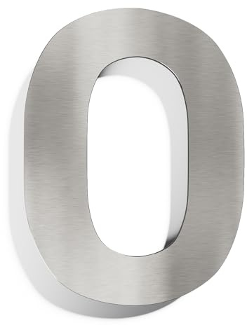 Numero civico moderno 0 - acciaio inox - resistente alle intemperie - compreso il materiale di montaggio - N.10.E