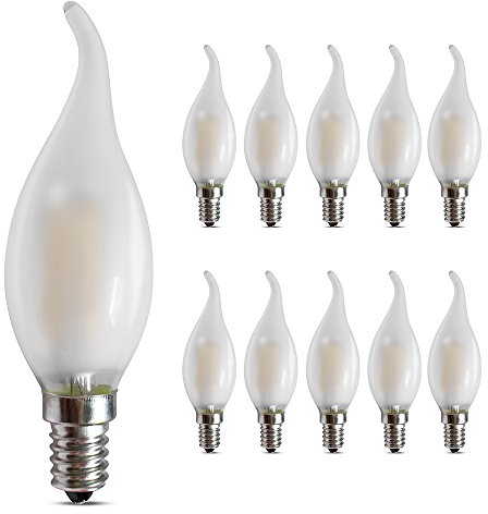 BELINGGO Filament Leuchtmittel E14 Dimmbar LED Glühbirne Kronleuchter Kerzenform 4W Kerze Lampe, Ersetzt 40 Watt 2700K Warmweiß, Milchglas, 10er Pack
