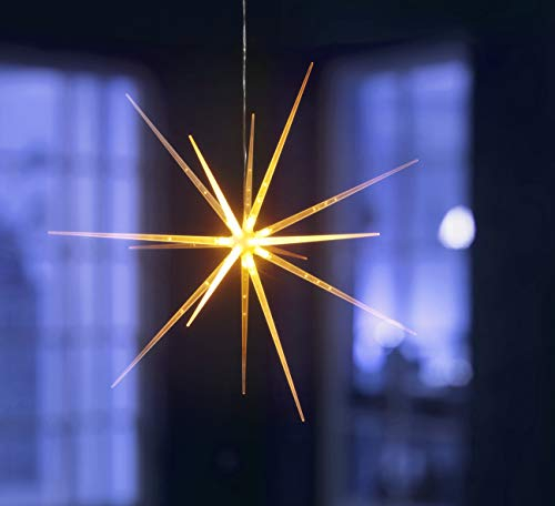 Bonetti LED-Sternleuchte, Acryl-Optik, 14 LEDs, warmweiß oder mit Farbwechsel, 6-Stunden-Timer, batteriebetrieben, mit Aufhängevorrichtung, moderner 3D-Leuchtstern, Weihnachtsstern warmweiß