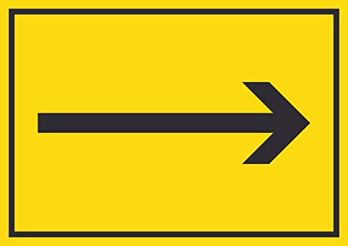 HB-Druck Richtungspfeil rechts Schild waagerecht schwarz gelb Pfeil A4 Rückseite selbstklebend