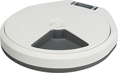 TRIXIE einstellbarer Futterspender Futterautomat TX4+1, 5 × 0,25 l/34 × 6 × 39 cm, weiß/grau - 24384