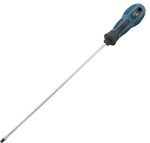 Utoolmart Slotted Magnetic Screwdriver, 3mm Slotted Screwdriver with 200mm Round Shaft, Flat Head Precision Screwdriver, Comfort and Non-Slip Grip for For Oily Hand for Repair Improvement Craft, 1 Pcs