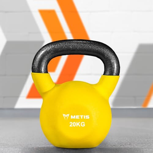METIS Kettlebells en Fonte et Néoprène - Variété de Poids [4 kg-28 kg] | Entraînement à Domicile ou à la Salle de Sport (20 kg)