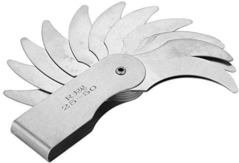 Radius Lehre, Radienlehre 25-50, Radiusanzeige Edelstahl-Radiusfiletanzeige Externes internes konkaves konvexes Messwerkzeug(R25-50MM)
