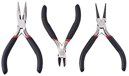 Cheriswelry Zangen-Set zum Polieren von Schmuck, Seitenschneiden, Drahtschneider, Zangen, Rundzange, Mini-Schmuckwerkzeug für Schmuckreparatur, Perlenstickerei, 3-teilig