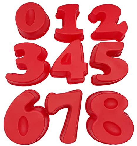 9 Pieces Middle Size Silicon Number Cake Moulds Silicone Cake Mold (6 inch)
