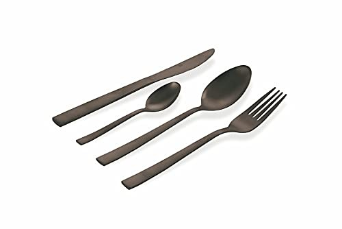 Modern Set 24 couverts en acier finition noir mat