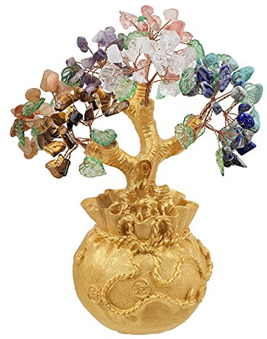 Nupuyai 7 Chakren Steine Kristall Baum Feng Shui Edelstein Baum, Glücksbaum, Geldbaum Geschenk, Hochzeit Feng Shui Deko für viel Glück