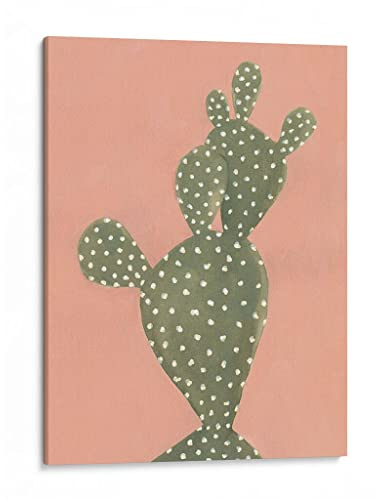 Canvas Lab | Coral Cacti II by Emma Scarvey | 18 x 24 in | Canvas Print Wall Art | Botanical, Coastal, Nature, Tropical | Wall Decor for Bedroom, Living Room or Office