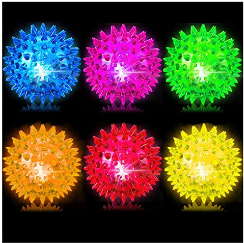 Sensory Light Up Bouncy Balls - Sensory Toys for Kids with Autism Toys for 3-4 5-7 8-12 Gifts for Boys Girls Spiky Stress Balls Novelty Noisemaker Toys Easter Basket Stuffers