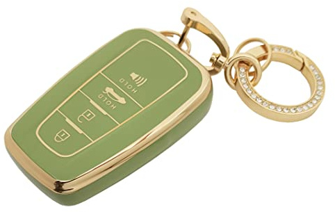 chyoekey for Toyota Key Fob Cover with Keychain Soft TPU Full Protection Car Key Case Cover Compatible with RAV4 Camry Avalon Corolla Highlander C-HR Prius GT86 (Green)