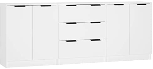 vidaXL Aparador de 3 Piezas Armario Auxiliar Alacena Mesa Consola Entrada Pasillo Vestíbulo Recibidor Mueble Madera Contrachapada Blanco