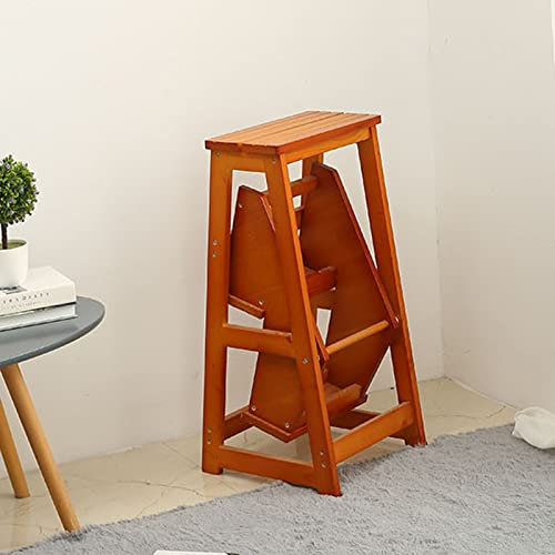 CHEMYO Tabouret d'escalade d'intérieur, escabeau escabeau en Bois, Chaise de comptoir Portable Pliante escabeau en Bois à 3 marches
