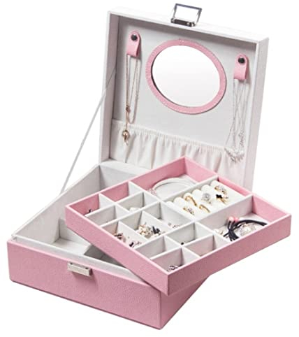 Coffret pour Bijoux Boîte à Bijoux Boîte À Bijoux En Cuir PU Avec Organisateur De Bijoux De Voyage Portable Et Colliers Amovibles Crochets Cubes Compartiment Couvert Coffre Bijoux Organisateur à Bijou