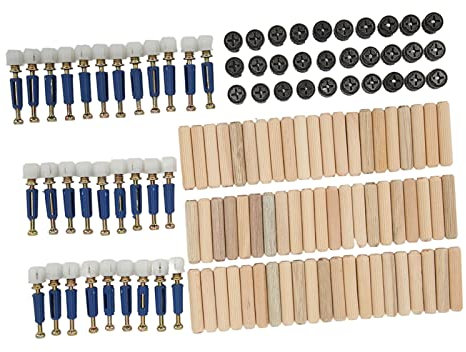 Kit di Collegamento 3 in 1, Fissaggio Eccentrico della Ruota Dimensioni Standard Filettatura a Spirale Precisa Resistente Alla Corrosione con Perni in Legno per l'installazione di Pannelli di Mobili