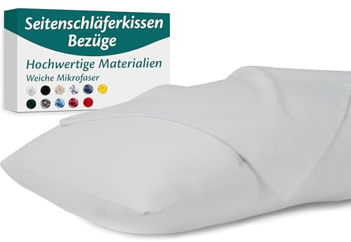 Seitenschläferkissen Bezug 40 x 145 – Mikrofaser Oeko-TEX Zertifiziert – Grau – 2er Set Kissenbezug für Kissen 40x145 Weich & Atmungsaktiv – Kissenbezüge Hypoallergen und Waschbar