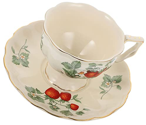 DOITOOL Vintage Kaffeetasse Satz Mit Untertasse Aus Keramik Europäische Teetasse Mit Goldrand Geeignet Für Zuhause Café Und Restaurant Milchtrinkbecher Für Dekoration Und Sammlung