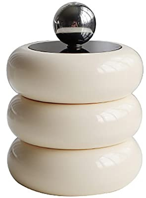 Wattepad-Spender, Qtip-Halter Im Nordischen Stil, Spender Für Den Schreibtisch, Staubdicht, Aufbewahrungsbehälter Für Wattestäbchen, Donut-Form, Make-up-Aufbewahrungsbox Mit Deckel(white-Drei Ebenen)
