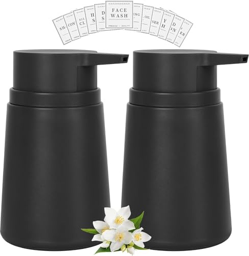 Seifenspender aus Kunststoff, 2 Stück Seifenspenderflasche mit Pumpe, Handseifenspender für Badezimmer, Theke, Küche, Waschküche
