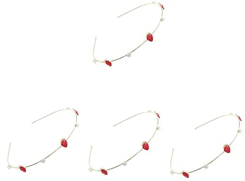 FRCOLOR 4stücke Frucht-stirnband Für Damen Aus Lustiges Haaraccessoire Mit Erdbeer-rhinestones Für Partys Hochzeiten Und Tägliche Outfits Leicht Und Langlebig Perfektes Für