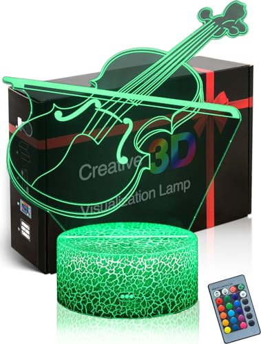 DAHEYMA Lampada notturna a LED con effetto 3D per violoncello, 16 colori cangianti, con telecomando, idea regalo per vacanze, decorazione per camera da letto