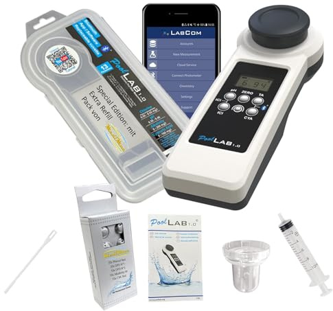 Water-i.d. WATER TESTING EQUIPMENT Special Edition: 15 in 1 PoolLab 1.0 Photometer - elektronischer Wassertester für MediMuc - Photometer mit 70 Testtabletten (1.0)