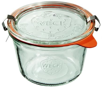 Weck Mold 370 ml 6-teiliges Glas mit Deckel, Dichtung und 2 Verschlüssen | Zur Konservierung, Säften, luftdichten Aufbewahrung von trockenen Zutaten