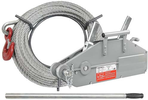 Nordforest Seilzug 1600 kg – Handseilzug mit 20 m Stahlseil Ø 11 mm – Forst Seilwinde für Holzrücken & Baumfällung – inkl. Hebelrohr & Überlastschutz